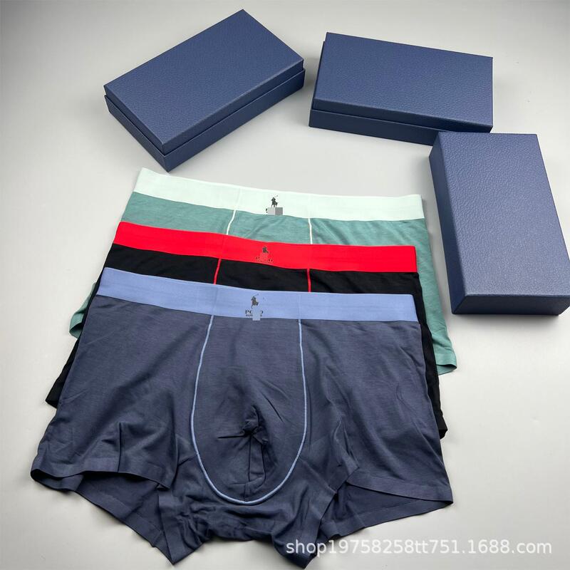 Paul Modal Underwear Boys Antibacterial Crotch Breathable Seamless Boxer Briefs Contrast Color Men's Underwear Four-Corner Boxers