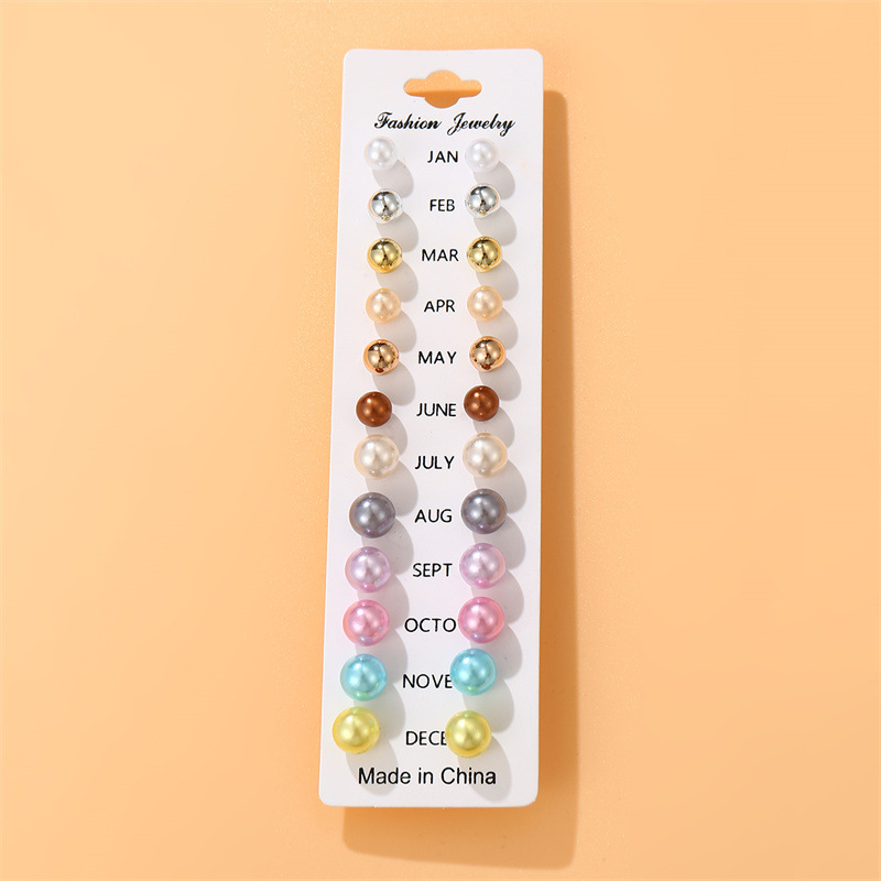 Daily, Date Occasion 1 Set Sweet Geometric Solid Color Stoving Varnish Imitation Pearl Ear Studs