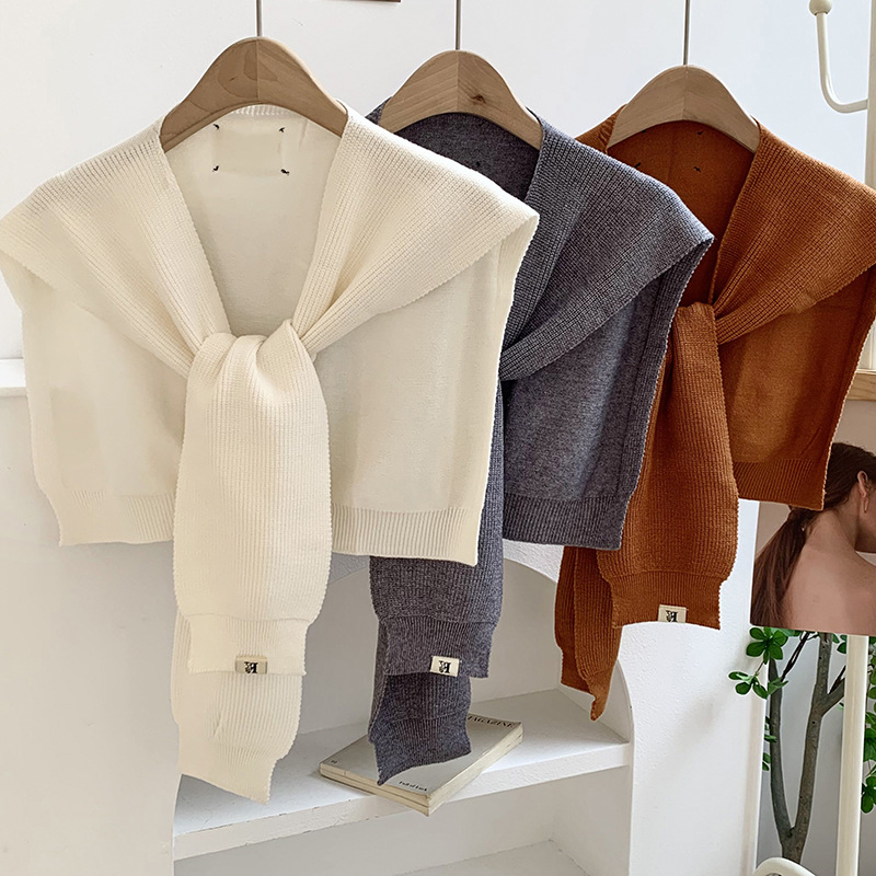 Chal de punto coreano nuevo hombro de oficina de color sólido aire acondicionado habitación exterior para proteger el cuello bufandas cálidas moda exterior