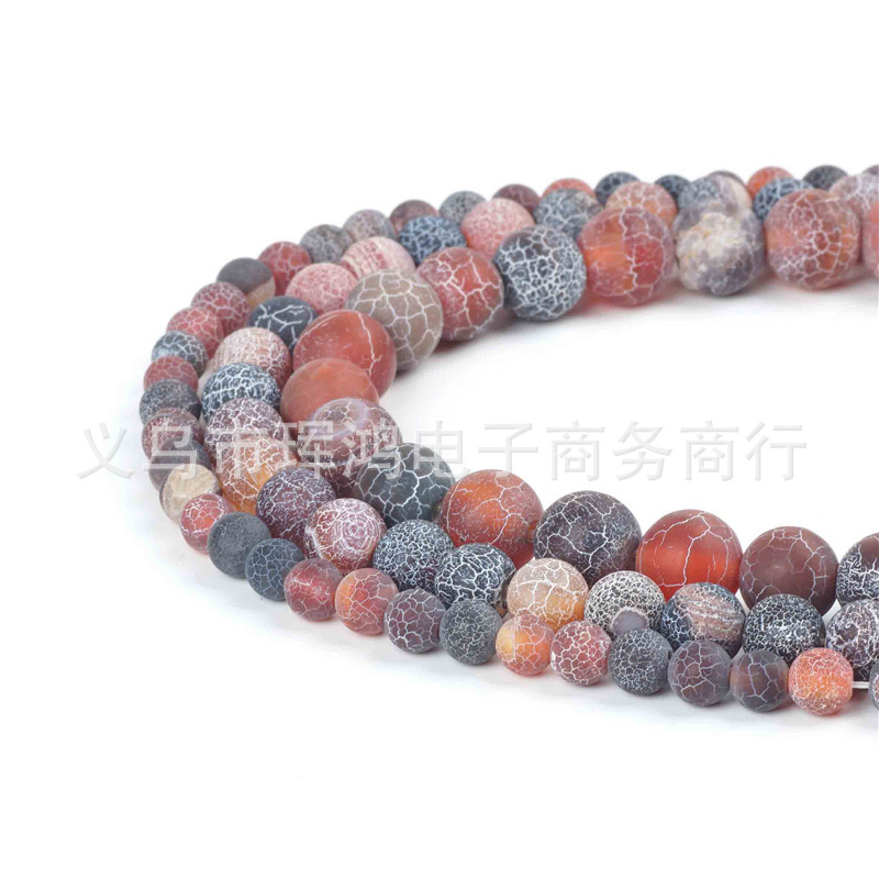 天然磨砂風化瑪瑙散珠 氧化瑪瑙手工串珠孔珠材料diy飾品珠子配件