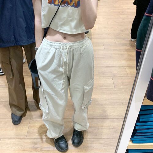 American work pants for women's loose slimming ins all-match fashionable high waist large size wide-leg sports casual pants new style