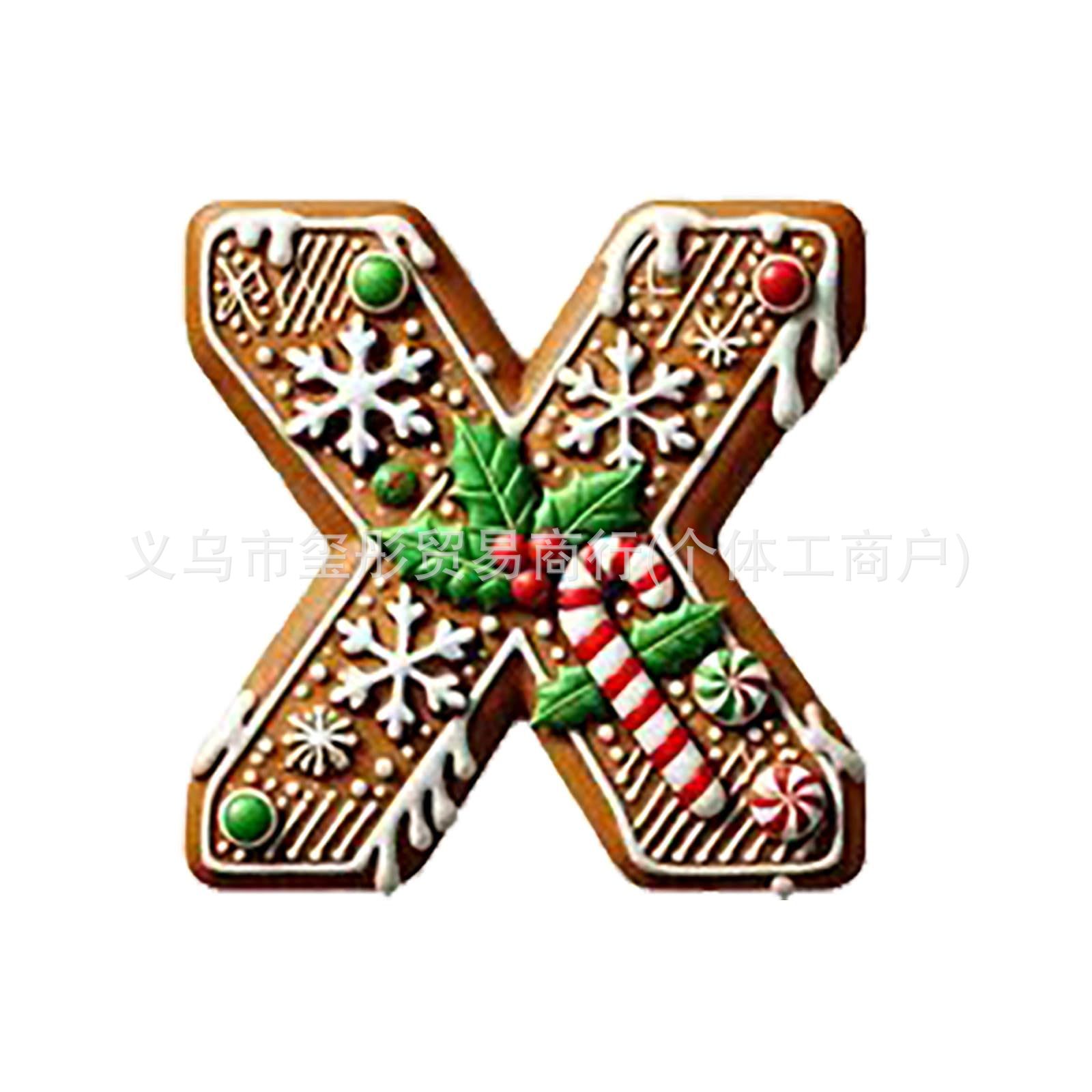 Explosiones transfronterizas de Navidad 26 árboles de Navidad pan de jengibre letras decoraciones mini letras colgante colgante