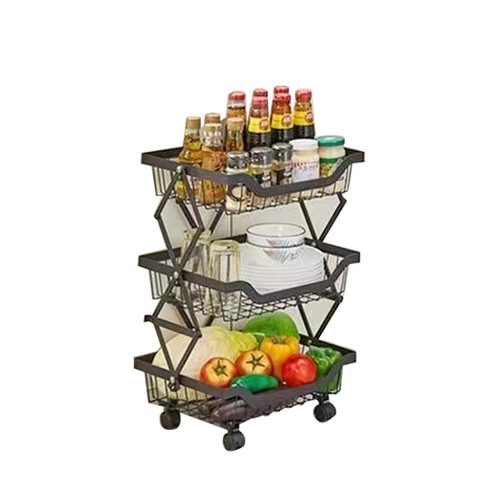 Kitchen shelving unit, floor-standing folding vegetable rack, multi-layer narrow-crevice design for vegetables and fruits, household kitchen storage shelf
