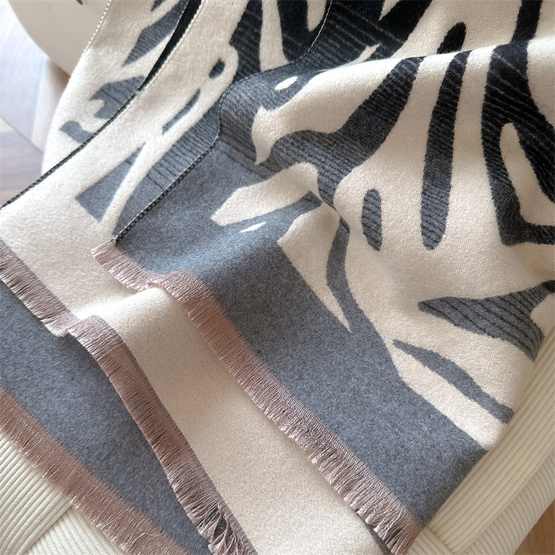 Autumn and Winter I mitation Cashmere Graffiti Wool Scarf Zebra Pattern Long Dual-purpose Air Conditioning Shawl Warm_voghion.com