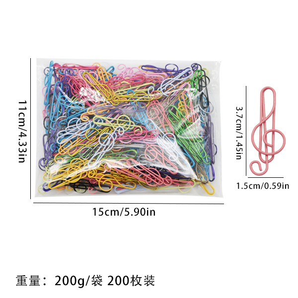 跨境彩色音符回形针音乐包塑曲别针办公书签文具金属试卷夹子批发|undefined