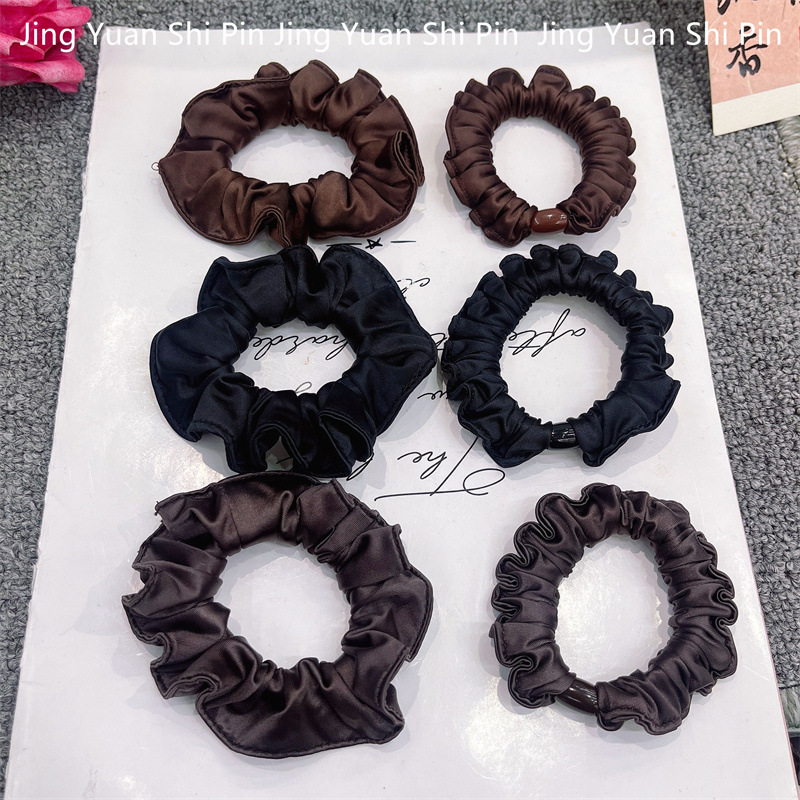 韩版褶皱欧根纱头绳大肠发圈气质扎丸子头皮筋发绳钻边布艺发饰