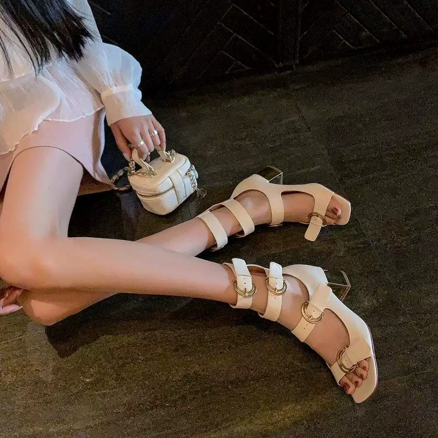 Summer sandals, belt, buckle, internet celebrity