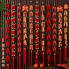 祝福の言葉のお祝いペンダントドア吊り新築祝いの装飾新しい家の装飾中国の結び目唐辛子串爆竹壁掛け