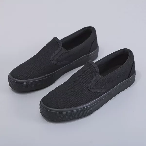 2025 Spring New All-Black Canvas Shoes for Women, Pure Black Flat Work Shoes, Casual Small Black Shoes, Trendy