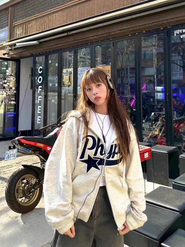 现货~韩国代购裴真率同款 PHYPS母星星拉链卫衣外套男女同款上衣|undefined