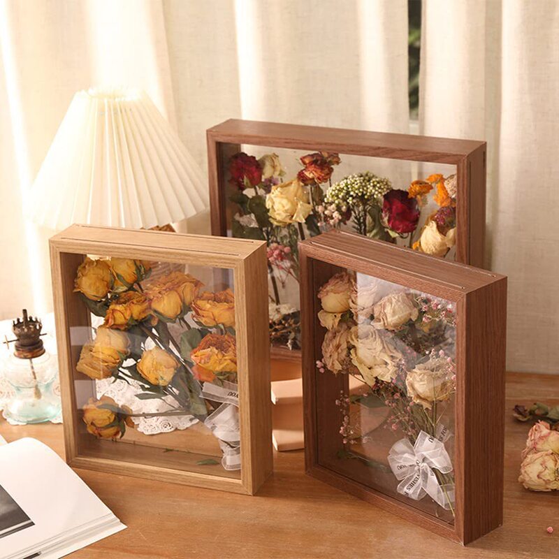 Wooden Dried Flower Photo Frame Dried Flower Collection Display Frame Decorative Floating Photo Frame DIY Display Box Dried Flower Specimen Memorial
