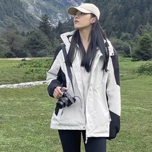 冲锋衣女潮牌三合一可拆卸两件套加绒加厚男水貂绒防风防水登山服