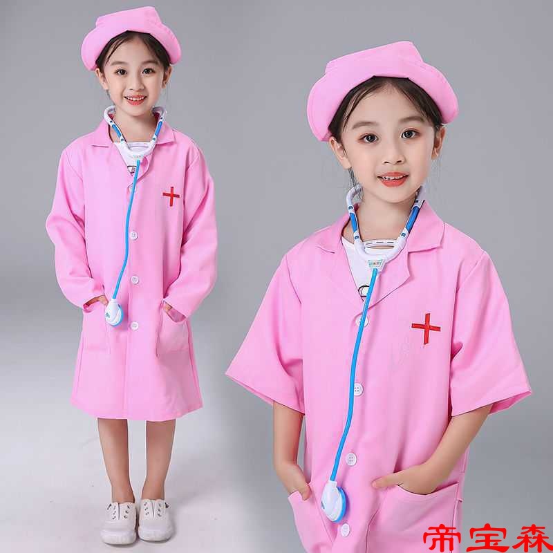 Manufactor Straight hair children doctor Nurse Uniform kindergarten Occupation Play house role Act Costume