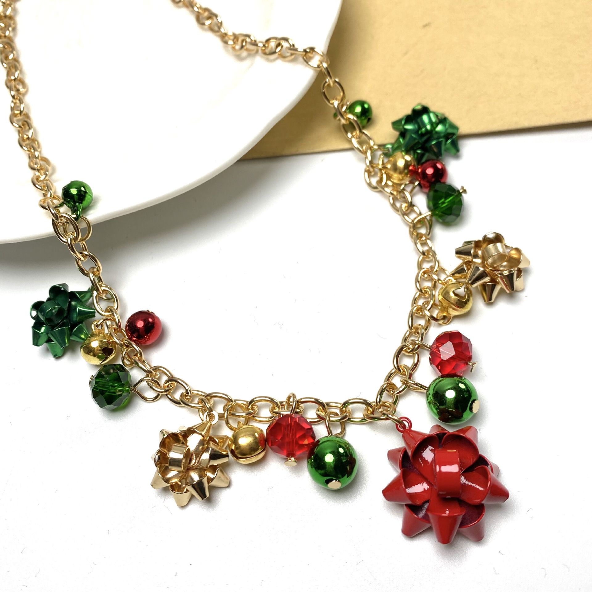 65g Weight Costume Props Event & Party Supplies Necklace Classification Daily Occasion Alloy Material Christmas Festival Flower Pattern Women'S Gender Plating Design Fashion Style Fashion Flower Alloy Plating Women's Necklace 3