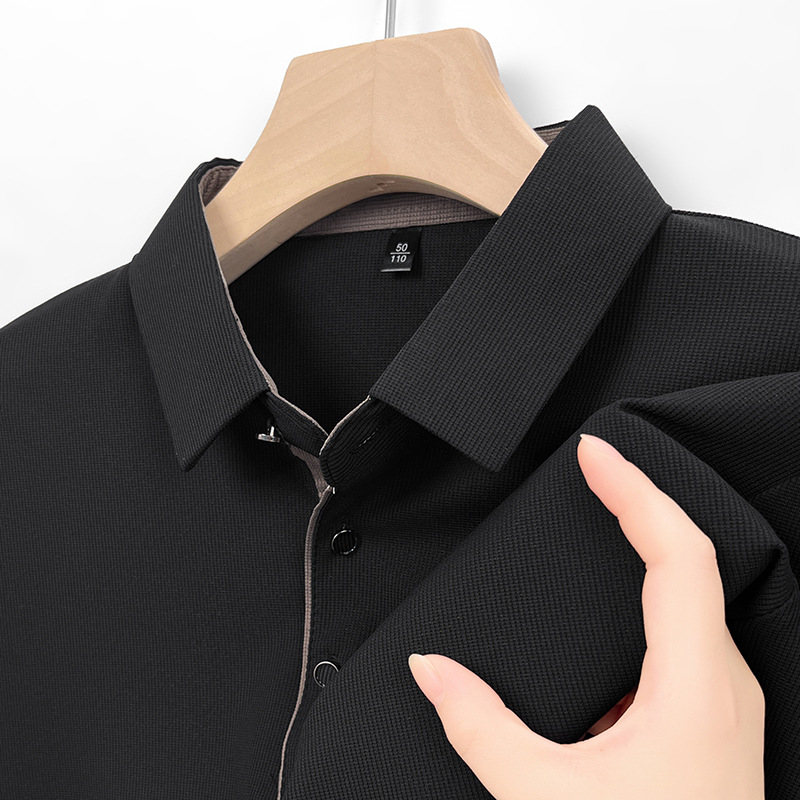 Langarm-Poloshirt für Herren, 2024 Frühling und Herbst Business-T-Shirt mit lockerem Kragen für Herren_voghion.com