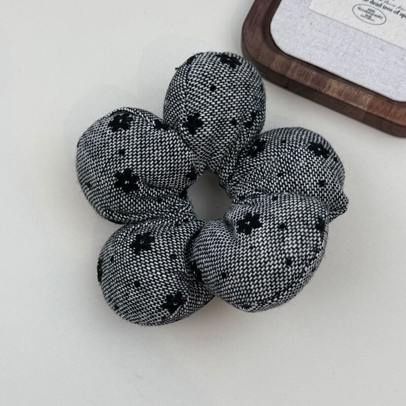 植绒小花点点布艺发圈填充花朵大肠圈方巾秋冬质感百搭发绳发饰|undefined