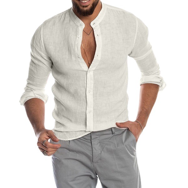 Sommer-Leinen-Kurzarm-T-Shirt für Herren, Oberteil aus Oose-Baumwolle und Leinen im chinesischen Stil für Herren_voghion.com