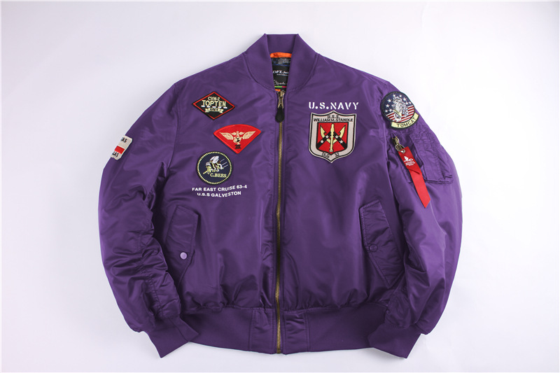 Chaqueta de piloto americano vintage de invierno hombres y mujeres de la Fuerza Aérea pareja abrigo insignia marca de moda MA1 Chaqueta de algodón acolchado