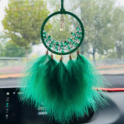 rearview mirror pendant women's car – Car hanging - moon-crystal-car-hanging-green