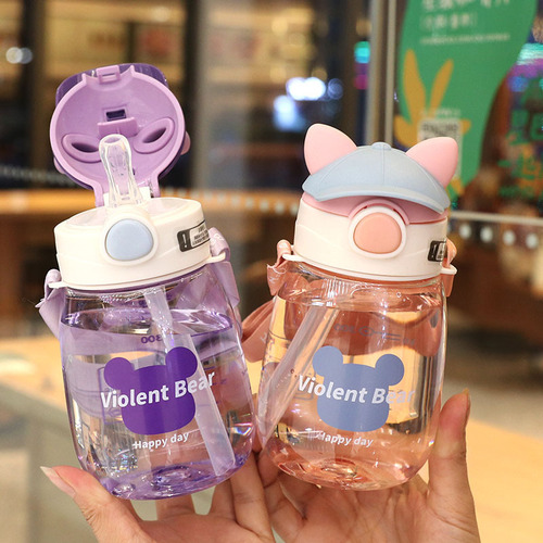 Cute children's water cup, cartoon sippy cup, good-looking plastic cup for kindergarten baby, summer outing drinking cup
