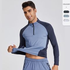 Autumn and Winter Fitness Long-Sleeve Quick-Dry Men's Basketball Running Outdoor Sports Half-Zip Tight Training Suit