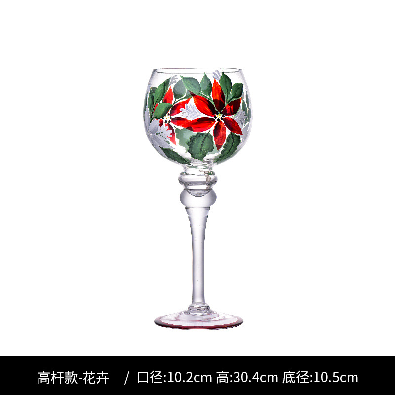 Piés altos transparentes pintados a mano serie de Navidad con tapa frasco de vidrio pintado a mano decoración de Navidad solitaria