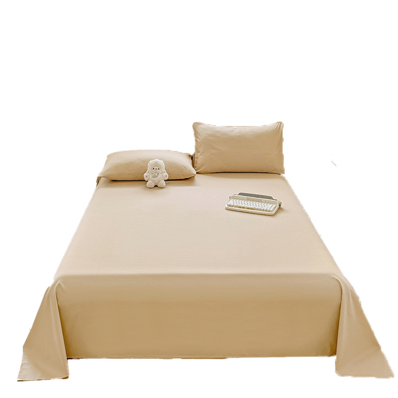 Sábana de algodón lavado de algodón puro pieza individual algodón de verano 100 color sólido cama individual dormitorio de estudiantes juego de tres piezas