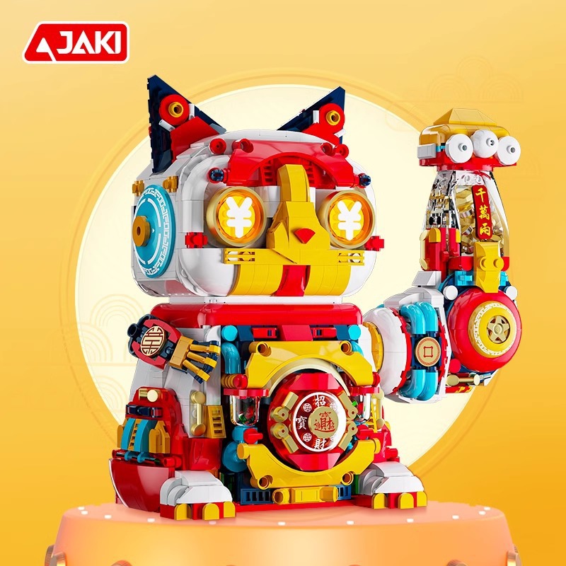 JAKI JIAQI nuevo producto de bloques brillantes para atraer la fortuna, gatos, niñas y niños, juguetes, muñecas, adornos, nuevos regalos para el hogar, boutique