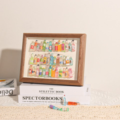 DIY Small Wine Bottle Hollow Picture Frame Decorative Ornament Creative Homemade Gift Nordic Wall Art Display Small Night Light