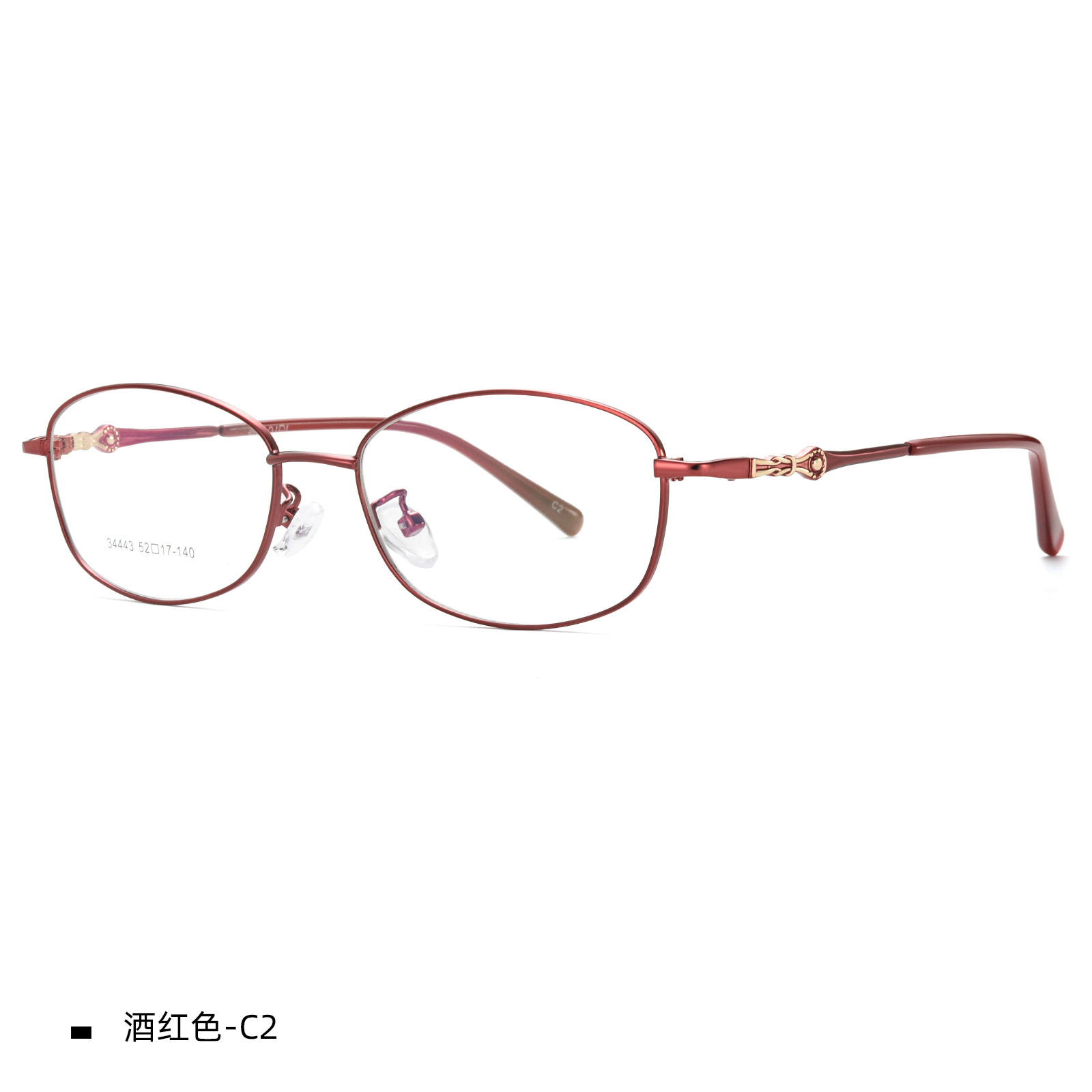 Elegante dama noble champán marco completo gafas marco hermoso tallado gafas piernas pueden ser equipados con miopía presbicia Danyang venta al por mayor