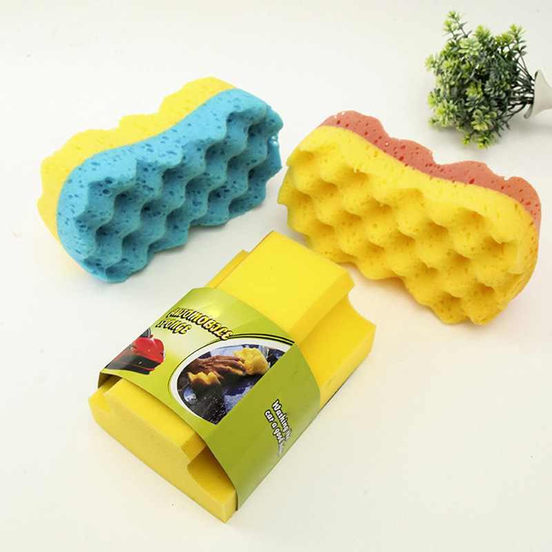 新款双层波浪海绵批发  厨房清洁绵发泡海绵异形现货供应厂家直供