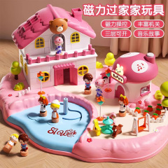 新しいプリンセス城のおもちゃ磁気多機能音と光ドールハウス女の子の子供の日のギフト卸売