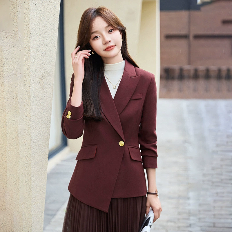 Classic long work autumn fitted classic suit jacket, mid-length
