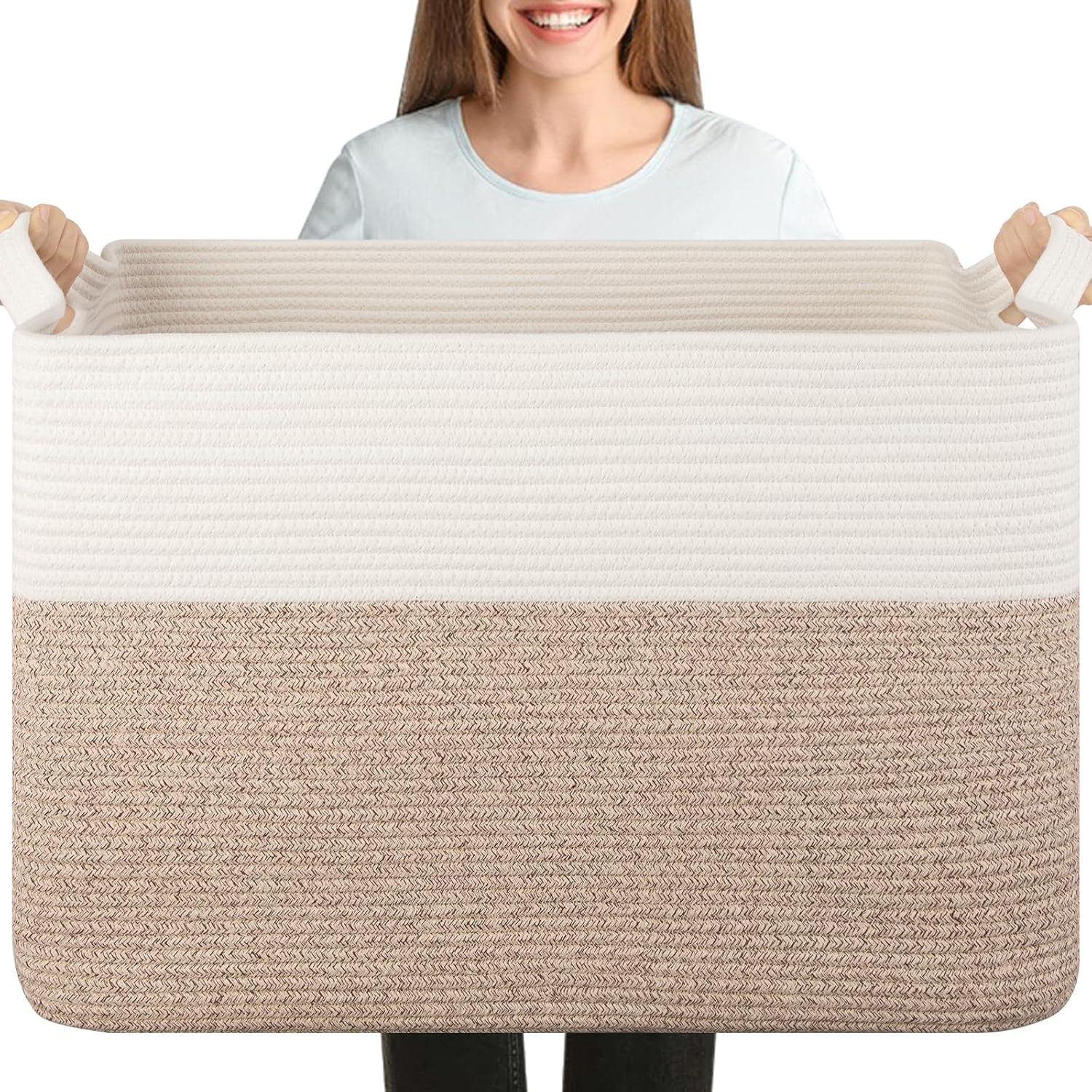 Square Storage Basket Cross-Border Large-Capacity Dirty Clothes Basket Cotton Rope Woven Bedroom Laundry Basket Toy Blanket Storage