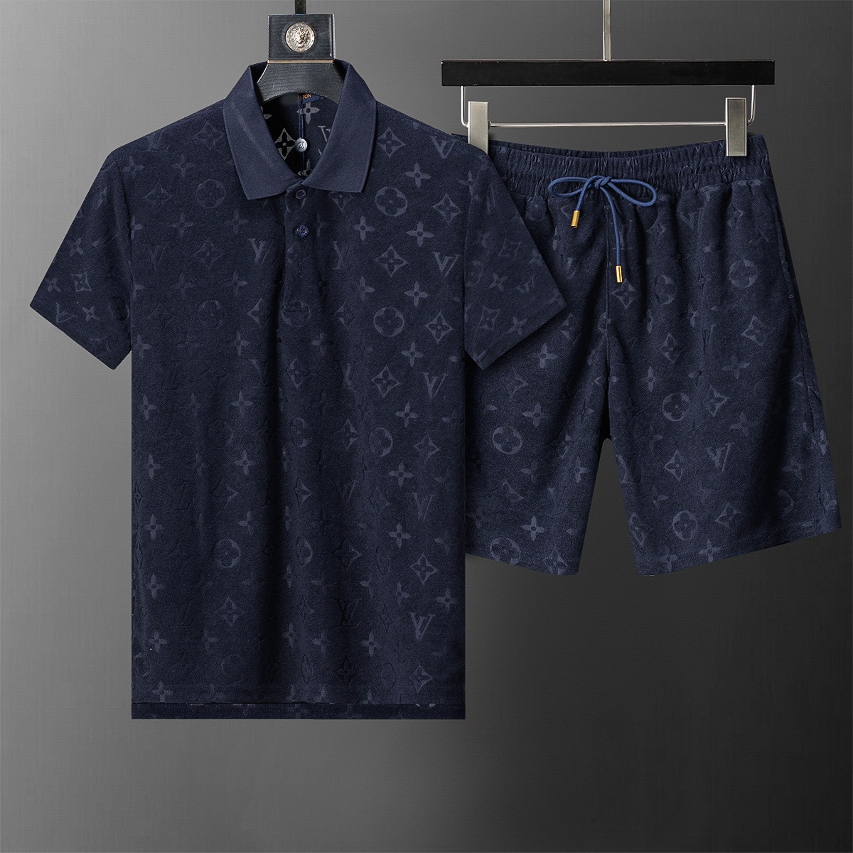 Cross-border versión correcta polo manga corta set de collar de verano clásico toalla de hombre bordado casual Europa y América explosión