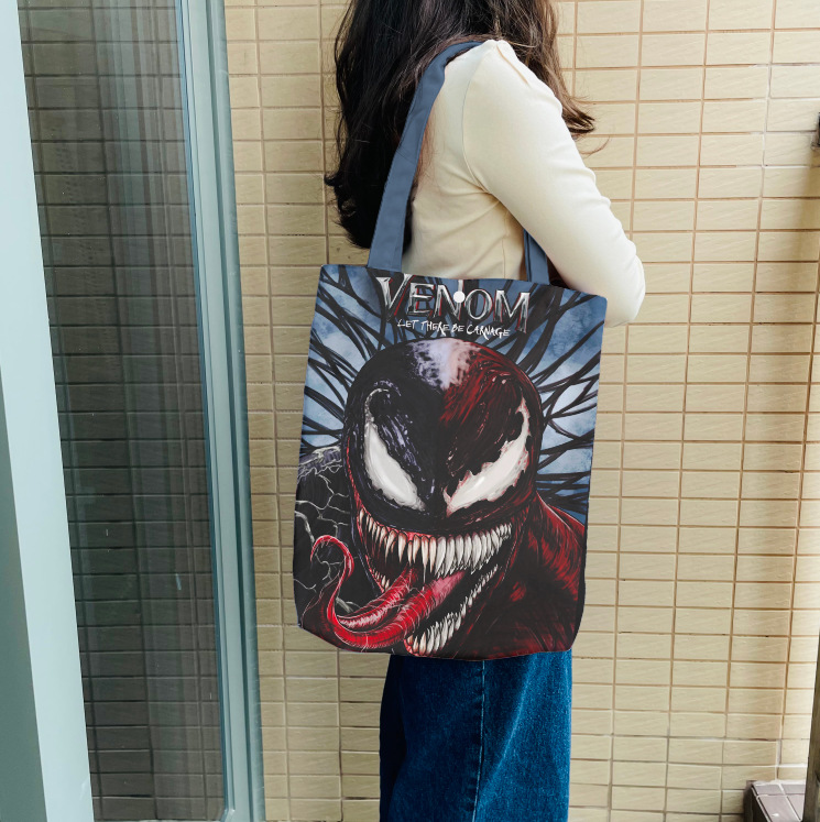 漫 威 美剧 venom毒 液怪物周边帆布袋 购物袋 便携包包 单肩