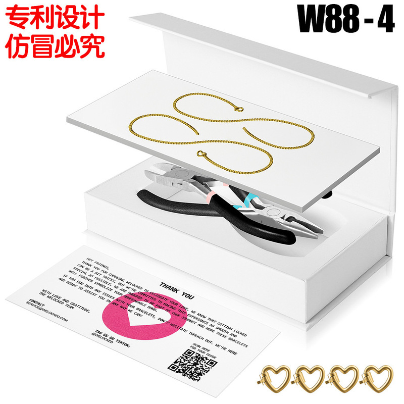 DIY Eternal Couple Bracelet Set 316L Stainless Steel Double Chain with 925 Silver 4 Clasps W88-4 Couple Style