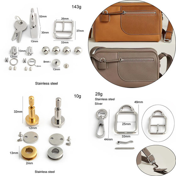 For Kelly bag lock five-piece set stainless steel autumn and winter high-grade women's bag square twist lock luggage hardware accessories
