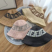 草纸镂空透气折叠手工钩针渔夫帽女夏天百搭遮阳草帽旅游防晒遮阳