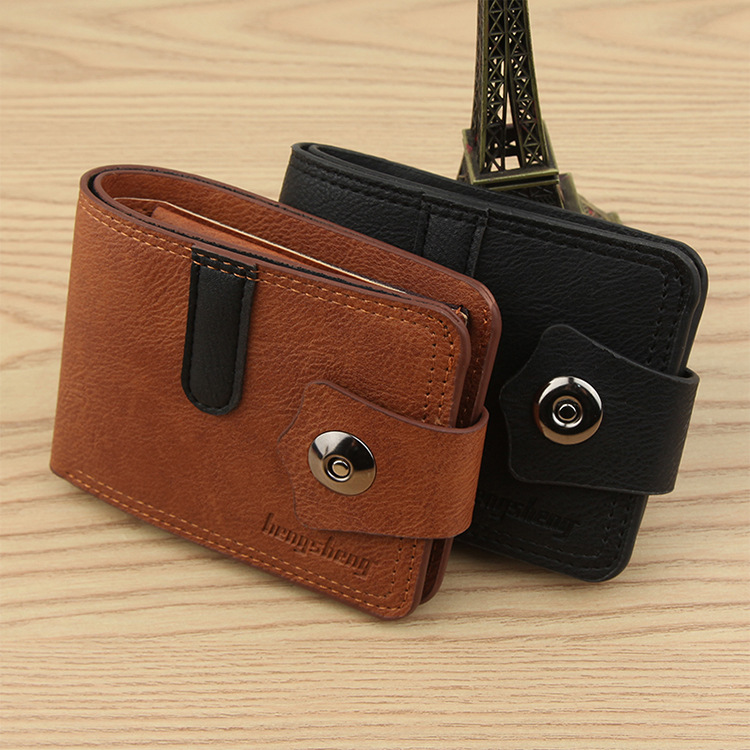 New Men's Boys Wallet Wallet Mini Short Wholesale Wallet Men Buckle Wallet display picture 3