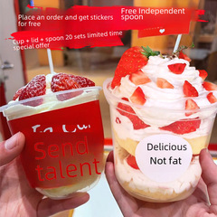 Viral U-shaped bubbly cup with lid, 360ml ice cream cake, chubby milk tea, spicy yogurt cup