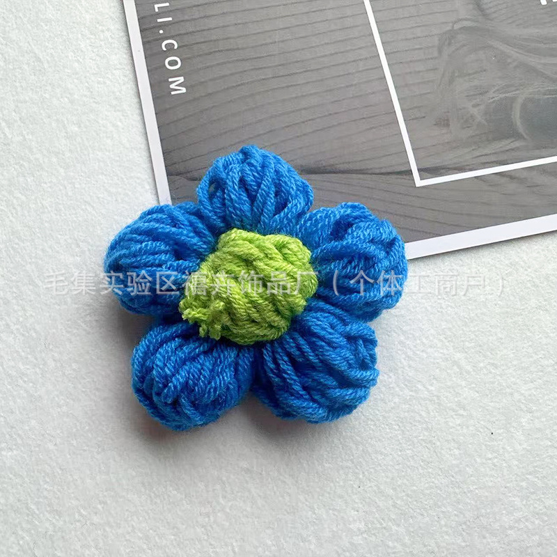 7cm ダブルラインビッグパフフラワーハンドフックウールフラワー五弁花 DIY 胸花ヘアピン衣類アクセサリーアクセサリー|undefined