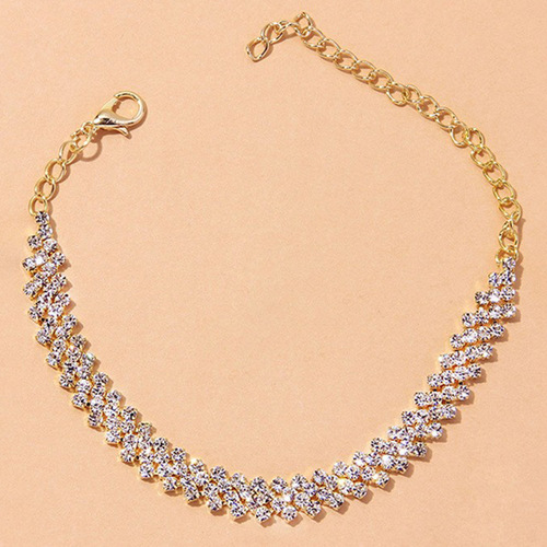Jianla's new diamond-shaped rhinestone anklet, simple diamond-encrusted cross foot ornament, cross-border European and American jewelry, fashionable and personalized women