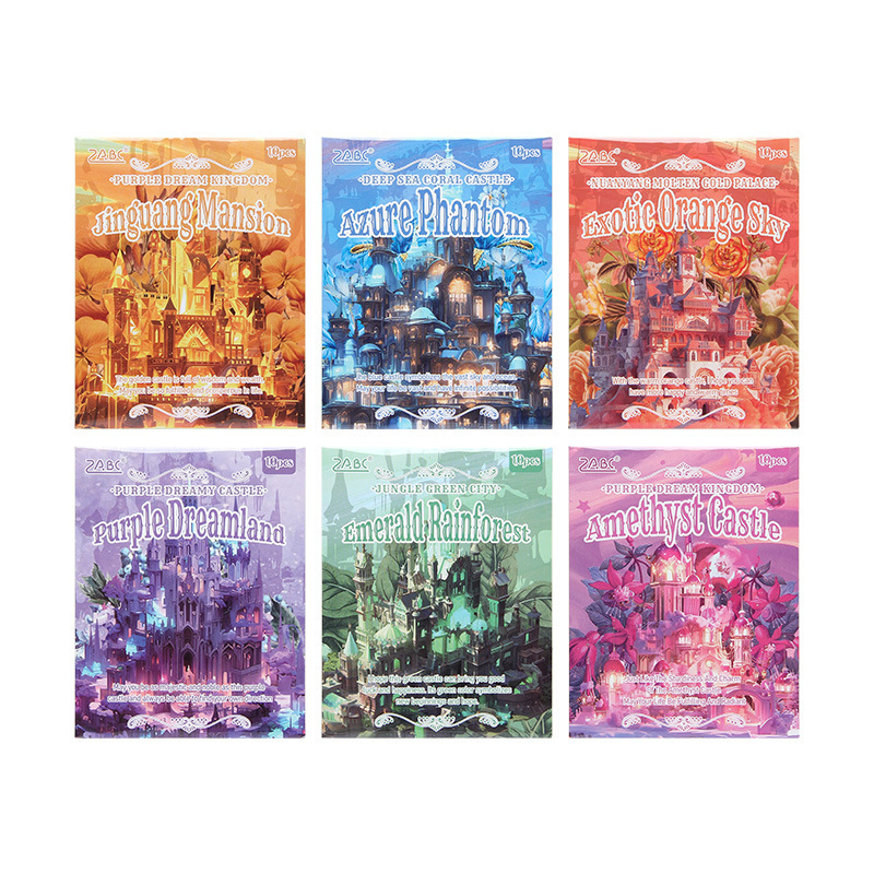 Sky Fortress transparente pegatinas impermeables para mascotas bolsas diy diario de mano pegatinas decorativas pegatinas de construcción láser pegatinas de castillo