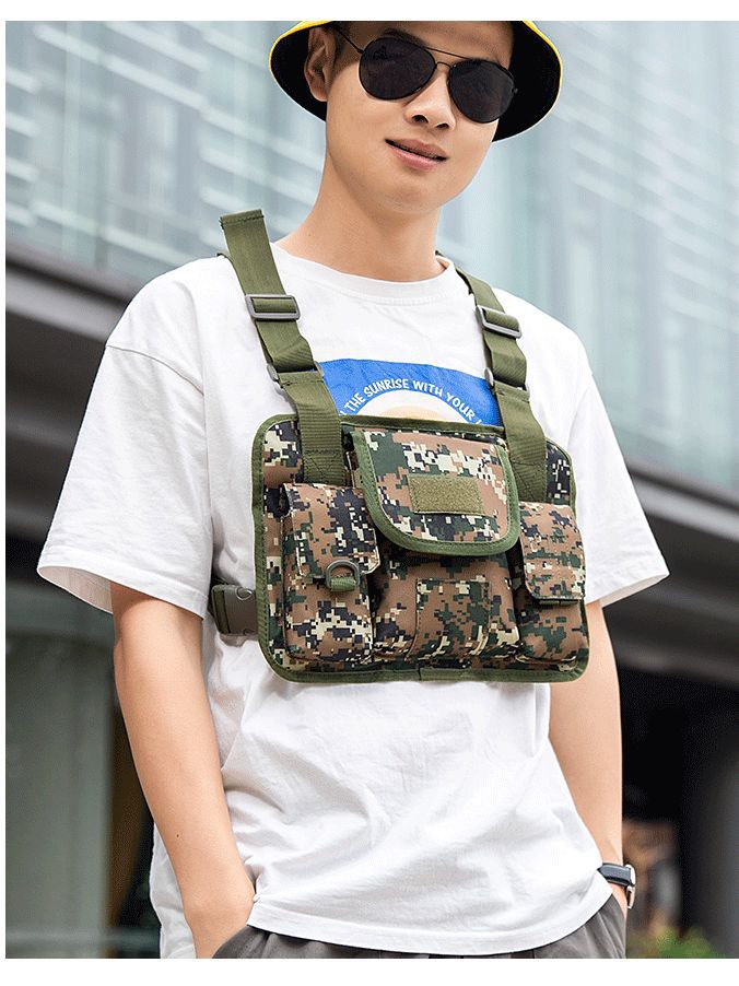 Pecho bolsa de moda deportes al aire libre calle danza bolsa pecho mochila hip hop moda bolsa militar fans impermeable Oxford pecho hebilla mochila