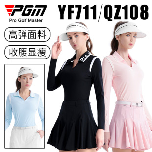 PGM Golf Clothing Women's Summer Long-Sleeved T-Shirt Polo Shirt Top A- Shaped Short Skirt Sports suit