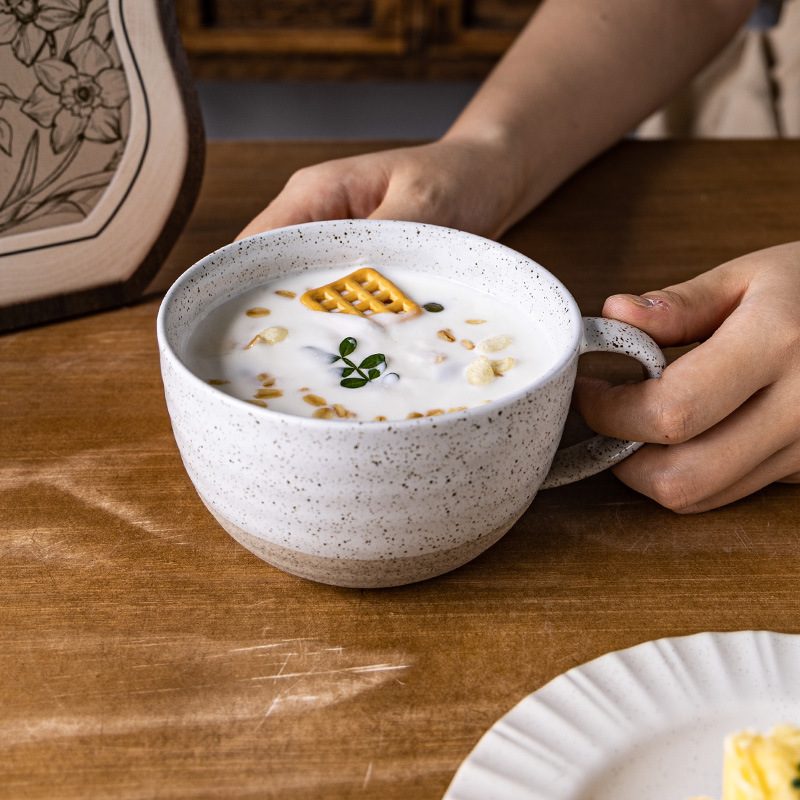 【Rustic Ceramic Color-Block Large Soup Cup】Unique Breakfast Cup, Yogurt Oatmeal Cup, Household Flower Tea Cup, Coffee Cup - Minor Flaws 【Rustic Ceramic Color-Block Large Soup Cup】Unique Breakfast Cup, Yogurt Oatmeal Cup, Household Flower Tea Cup, Coffee Cup - Minor Flaws