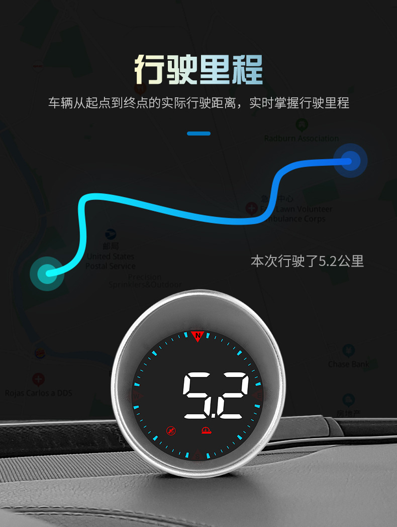 Car Gps Head-Up Display Hud Car Universal Speed Guide Hd Portable Display Manufacturer Ready Stock