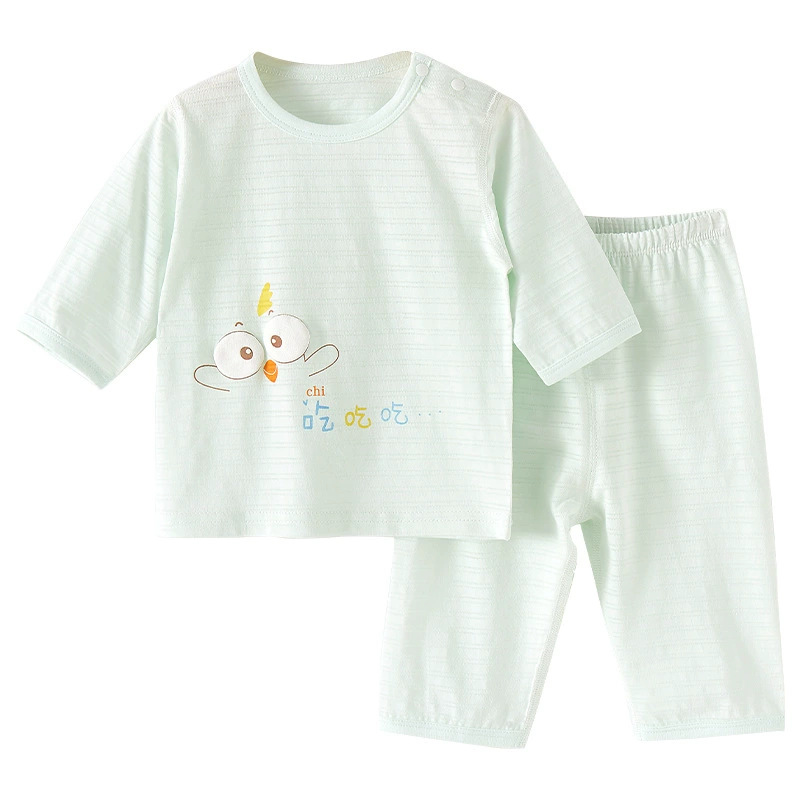 Baby summer set de aire acondicionado de algodón para niños delgados de verano para niños niñas de manga media para niños pequeños ropa de bebé dividida