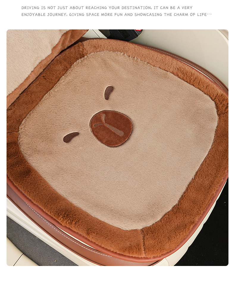 Winter Warm Car Seat Cushion Capybara Rabbit Fur Car Seat Cushion Cartoon Cute Plush Car Seat Cover